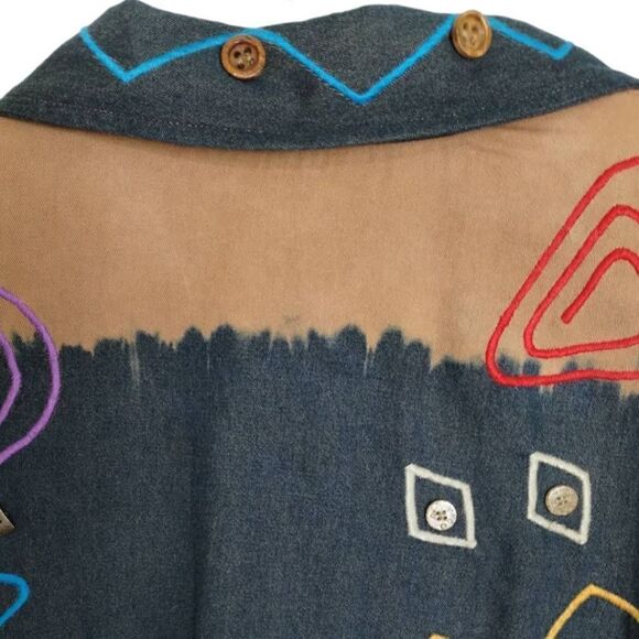 Vtg Stonebridge Womens Jacket‎ Sz XL Tan Black Buttons Decor Western Outdoors - Picture 3 of 14